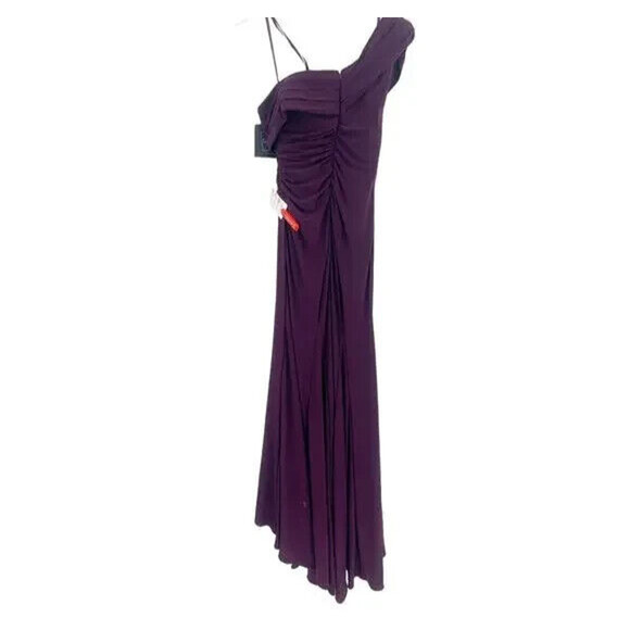 NWT Mac Duggal Eggplant Foldover Off The Shoulder Slit Gown Size 8 Style 26517 - Picture 4 of 8